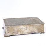 An Art Deco George V rectangular silver cigarette box, with engine turned lid, by William Neale,