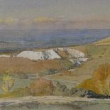 Charles Knight, watercolour, autumn colours Wolstenbury Hill, signed with Exhibition labels verso,