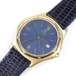 TITAN - a gold plated and stainless steel quartz wristwatch, blued dial with gilt baton hour markers
