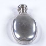 A George V small curved silver hip flask, by Charles Edwin Turner, hallmarks Birmingham 1925, length