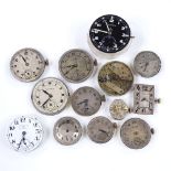 Various wristwatch movements, including Jaeger Lecoultre, Omega, Cyma, Tissot and Patek Philippe