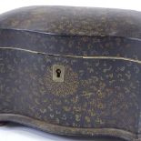 Jennens & Bettridge, Victorian gilded papier mache tea caddy with inner lids, width 19cm