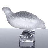 A small Lalique glass partridge, engraved signature, length 5.5cm, perfect condition
