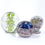 3 glass paperweights