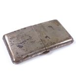 An unusual large silver double-fronted cigarette case, of plain curved form, stamped silver,