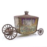 W&R Jacob & Co Coronation Coach design biscuit tin, length 23cm