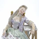 A Meissen porcelain figure of a sleeping woman, height 19cm