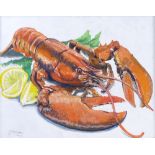 Clive Fredriksson, oil on board, lobster, 15" x 19", framed