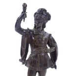 A 19th century patinated bronze sculpture of an Italian Renaissance man, unsigned, height 24cm