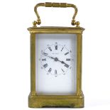 A French 8-day brass-cased carriage clock, by Henri Marc, striking on a gong, case height 13cm