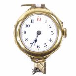A Vintage 18ct gold mechanical wristwatch head, white enamel dial with Arabic numerals, case no.