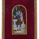 Theophile Soyer (1841-1915), 19th century painted enamel convex arch-top plaque depicting an Italian