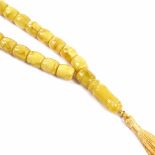 A string of butterscotch amber beads, 61g