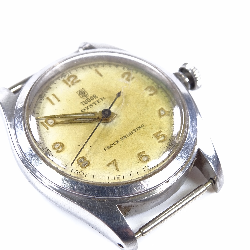 TUDOR - a 1950s Rolex Oyster stainless steel mechanical wristwatch, 17 ruby movement with Arabic - Image 4 of 6