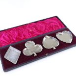 BULGARI - a Victorian set of 4 playing card suit dishes/trays, with original collection sticker on
