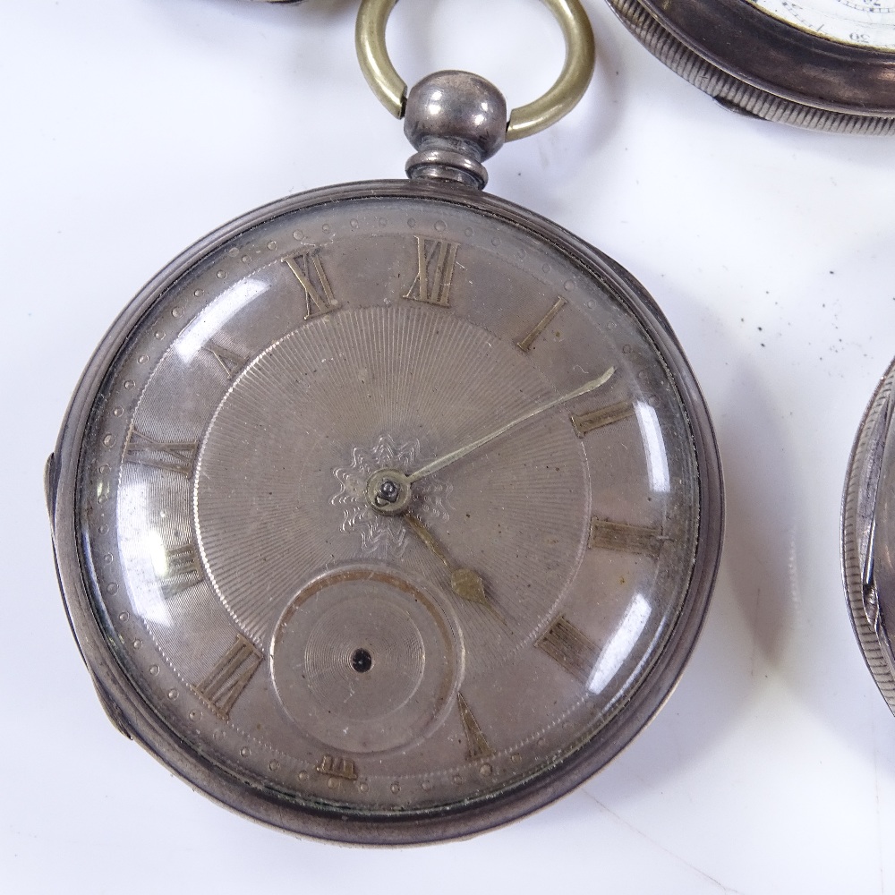 5 silver-cased open-face key-wind pocket watches - Image 4 of 5
