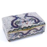 A Japanese cloisonne enamel dragon decorated trinket box, width 11cm