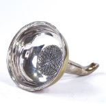 A Georgian silver wine funnel, with pierced flowerhead filter, maker's marks TH, indistinct