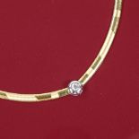 An 18ct gold solitaire diamond collar necklace, maker's marks ARR, diamond approx 0.25ct, necklace