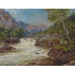 Arthur Perigal RSA, watercolour, falls of Turnel, 10" x 13", framed