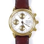 HENRI VIATTE - a gold plated limited edition automatic chronograph wristwatch, white dial with 3