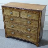 A 19th century mahogany chest of 3 long and 2 short drawers, on bracket feet, width 3'8", height 3'