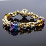 A modern Italian 14ct gold bracelet, with coloured glass hemispheres, length 20cm, 41.8g