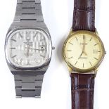 TISSOT - 2 Seastar quartz wristwatches, stainless steel case width 36mm, not currently working (2)