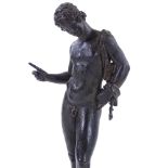 Sabatino de Angelis (born 1838), patinated bronze sculpture, Narcissus, inscribed on the base with