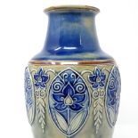 Art Nouveau Royal Doulton stoneware baluster vase, circa 1910 with stylised floral and garland...