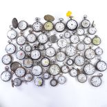 A large quantity of various silver-cased pocket and fob watches (approx 50)