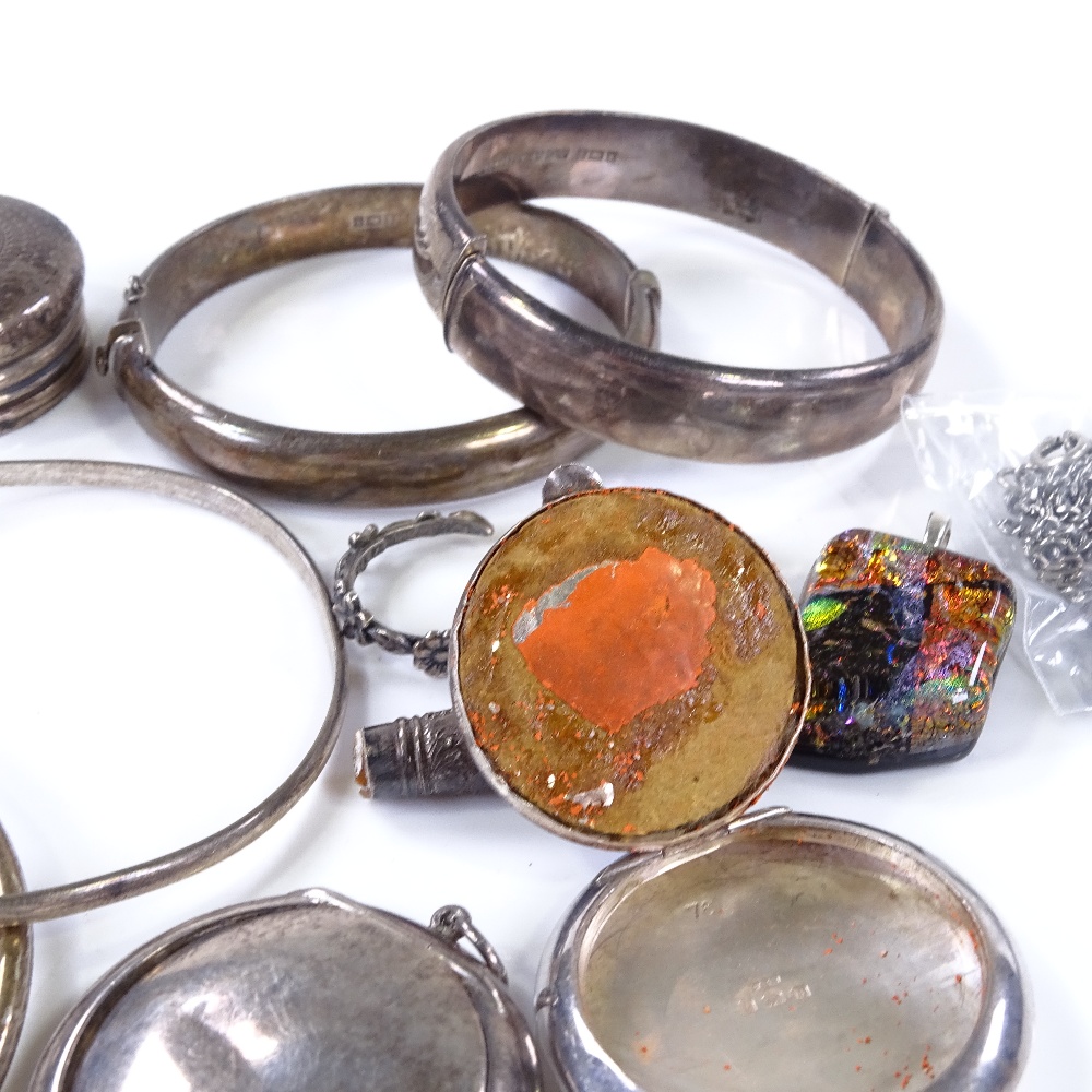 Various silver jewellery, including hinged bangles, pillboxes, chains etc - Image 4 of 4