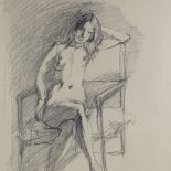 Georg Eisler (1928 - 1998), charcoal/crayon on paper, seated nude, signed and dated 1977, 25" x 19",