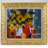 Jacqueline Andrieu, oil on canvas, still life flowers, 18" x 21", framed