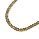 An 18ct gold flat woven link chain necklace, maker's marks SG, necklace length 45cm, 15.3g
