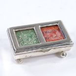 A late Victorian silver double postage stamp box, by Grey & Co, hallmarks Birmingham 1898, length