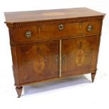 A 19th century mahogany wash stand, marquetry inlaid rising top, single frieze drawer and