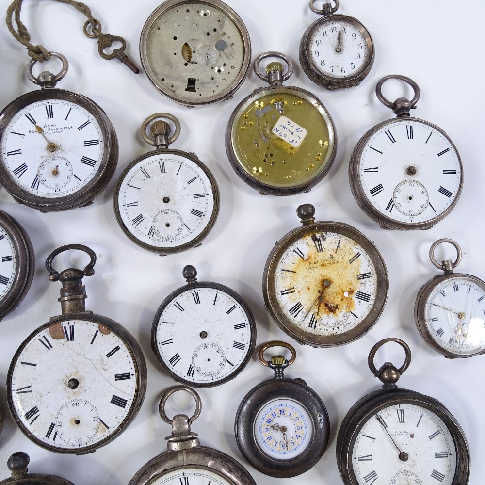 A large quantity of various silver-cased pocket and fob watches (approx 35) - Image 4 of 5