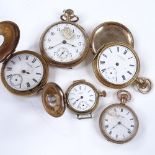 WALTHAM - 5 various gold plated pocket watches and wristwatch head (5)