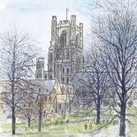 Robert Tavener, watercolour, cathedral buildings, 10" x 12", unframed