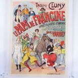 An original French advertising poster for Le Papa de Francine, by Theatre Cluny, circa 1900, sheet