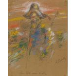 A Rodetz, late 19th century ink/pastel, sportsman with a gun, 9" x 7", framed