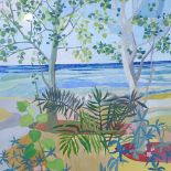 Solange Emery Wallis, 2 gouache paintings, beach in Zante, and a portrait, signed, one with RA