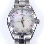 ROTARY - a lady's stainless steel Rocks quartz wristwatch, diamond set mother-of-pearl dial with