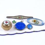 Various silver and enamel jewellery, including brooches, bracelet etc (7)