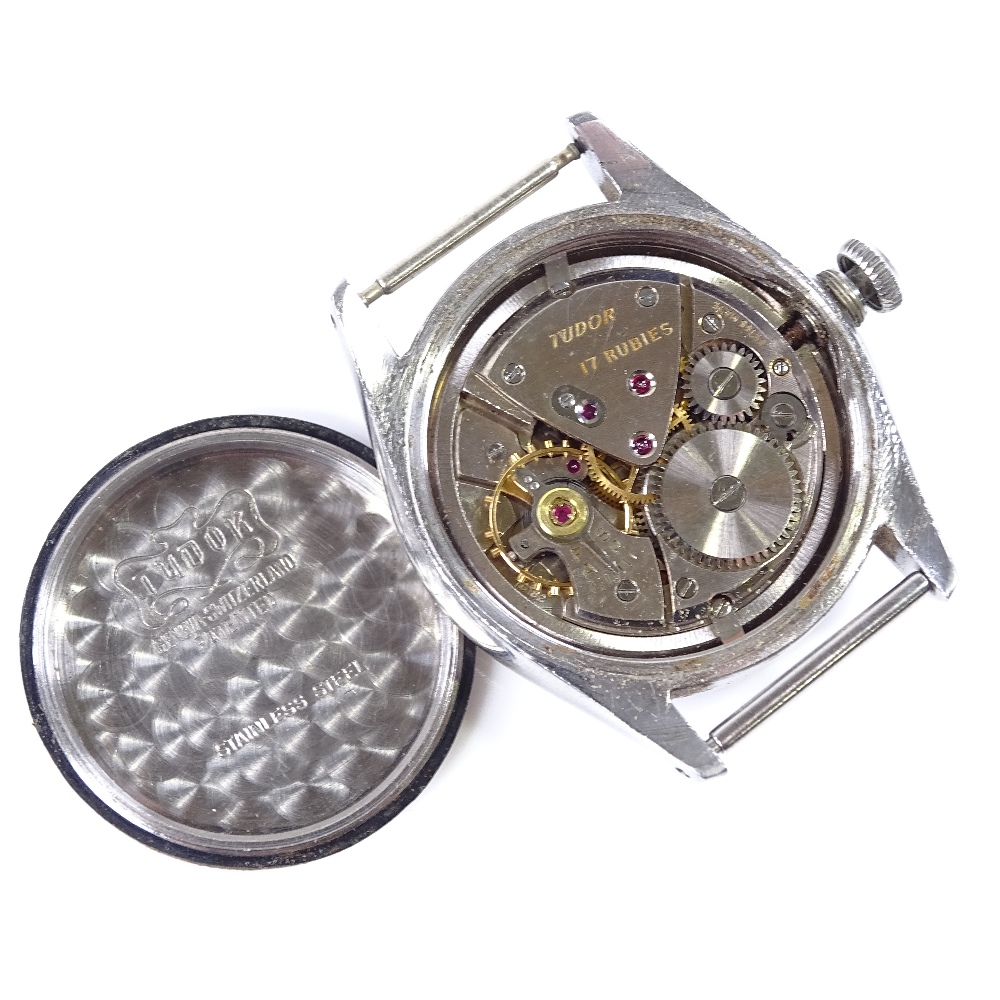 TUDOR - a 1950s Rolex Oyster stainless steel mechanical wristwatch, 17 ruby movement with Arabic - Image 5 of 6