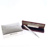 A rectangular silver small cigarette box, by Walker & Hall, hallmarks Sheffield 1961, length 11.5cm,