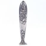 A French silver plated Art Nouveau desk seal, with relief embossed berry decoration and plain seal