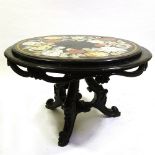 A 19th century Italian pietra dura specimen marble-topped centre table, with floral decorated top,