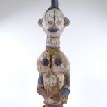 An African Ebo Tribal carved and painted wood fertility figure, height 85cm, ex Ian Auld collection